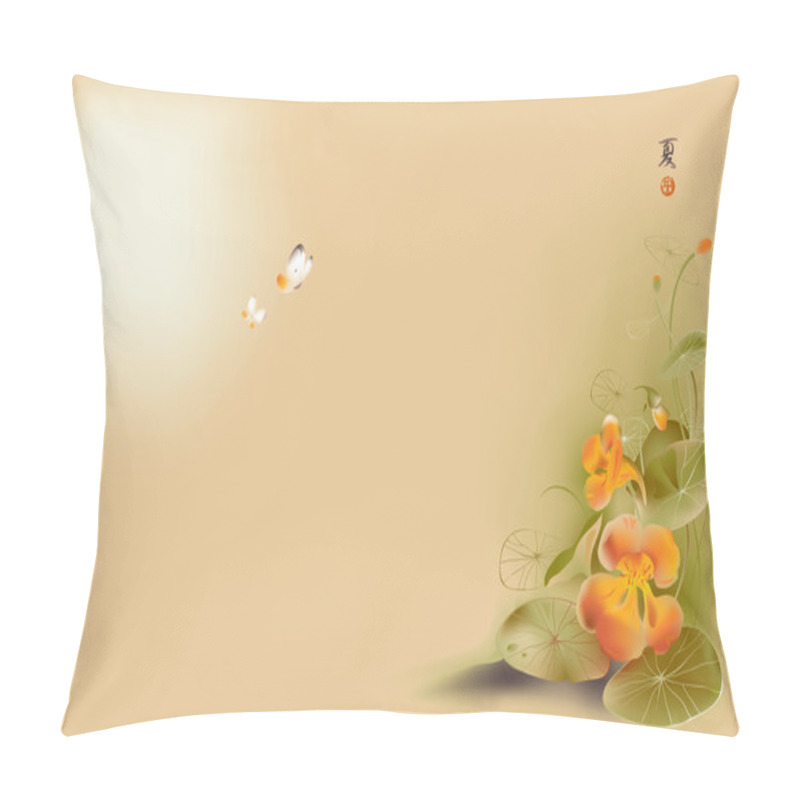 Personality  Japanese Lotus Flower And Butterfly Pillow Covers