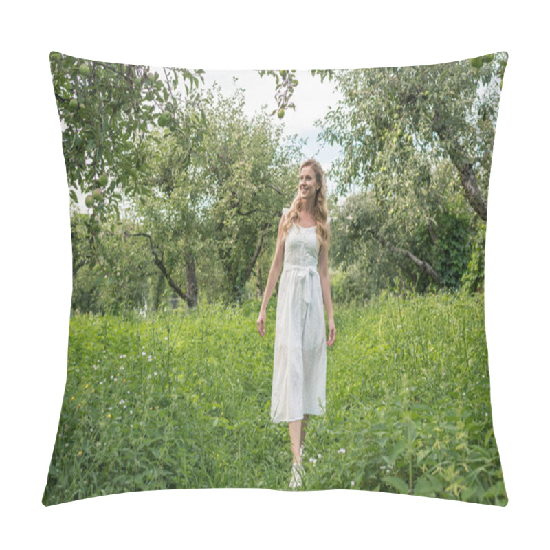 Personality  Beautiful Elegant Woman In Apple Garden Pillow Covers