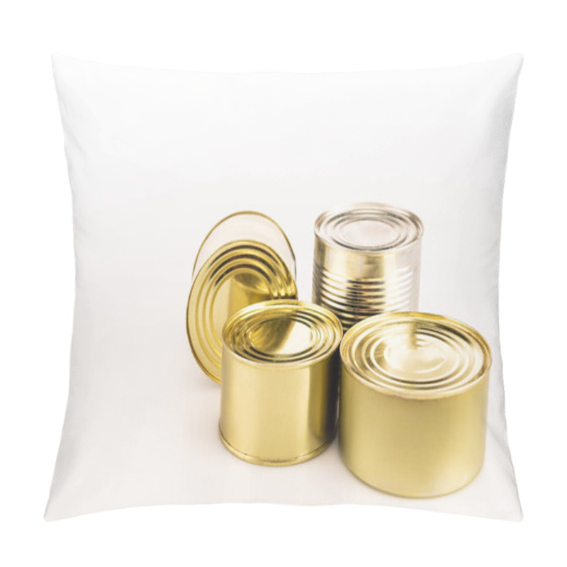 Personality  Metal Golden Tins On White Background Pillow Covers