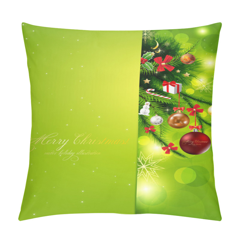 Personality  Christmas Background With Baubles And Christmas Tree Pillow Covers