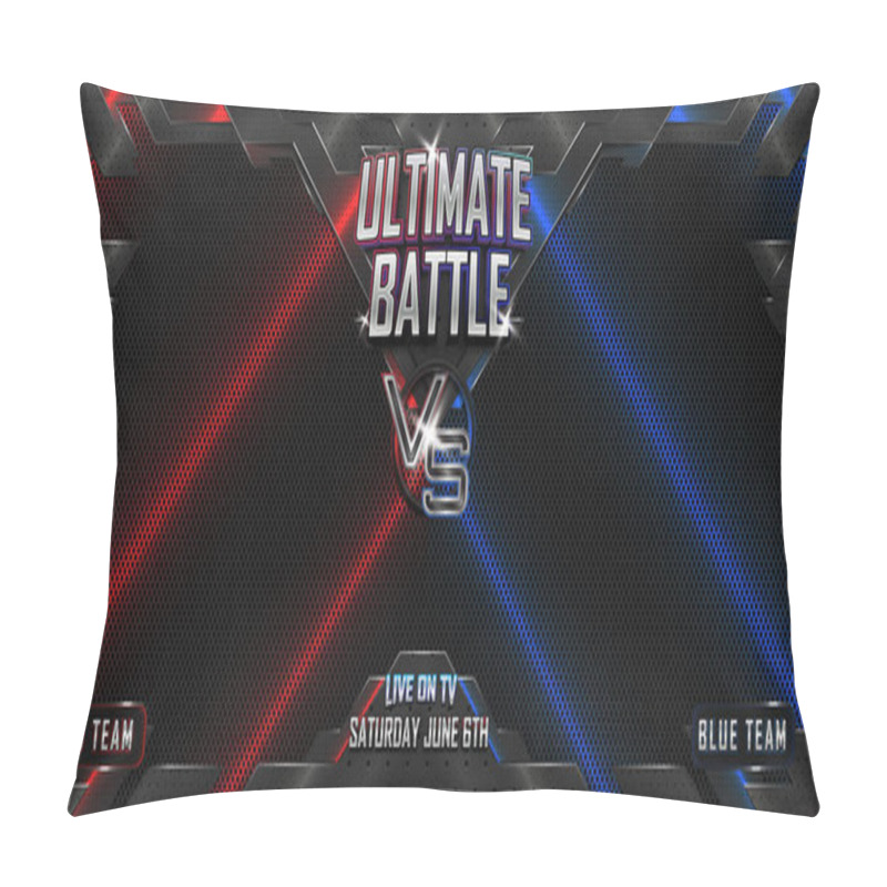 Personality  Versus Ultimate Battle Fighting Realistic 3d Banner With Modern Metallic Logo. MMA Concept - Fight Night, MMA, Boxing, Wrestling, Thai Boxing, UFC Poster. Pillow Covers