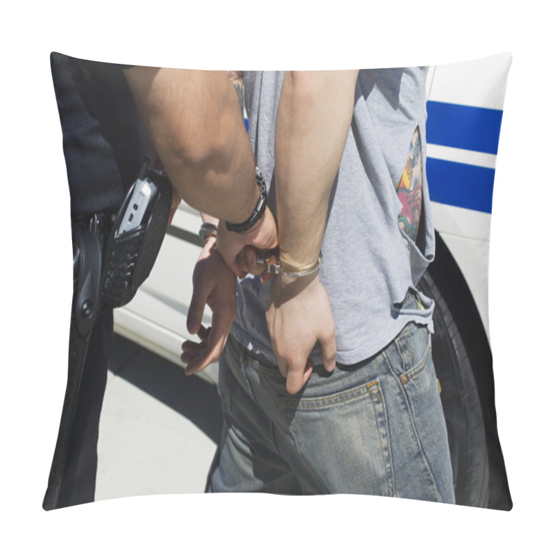 Personality  Officer Arresting Young Man Pillow Covers