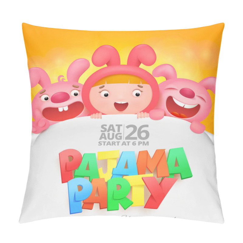 Personality  Pajama Party Invitation Card With Cartoon Emoji Characters Pillow Covers