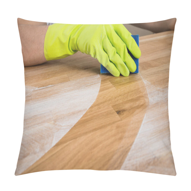 Personality  Man Cleaning Dust On Wooden Table Pillow Covers