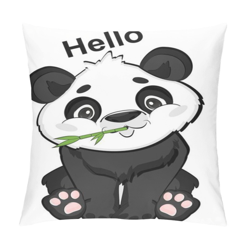 Personality  Panda Eat Bamboo And Say Hello Pillow Covers