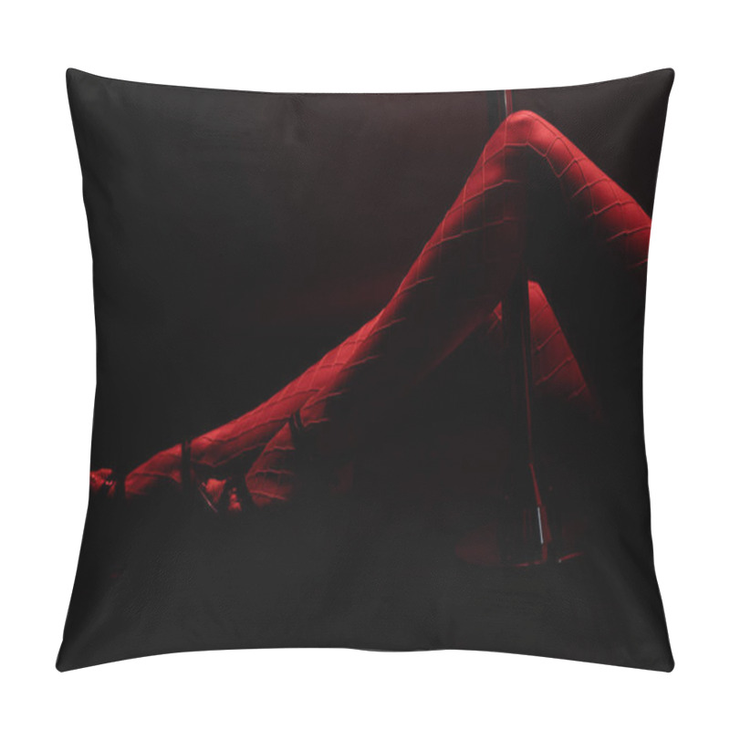 Personality  Cropped View Of Red Lighting On Sexy Stripper Isolated On Black With Red Lighting  Pillow Covers