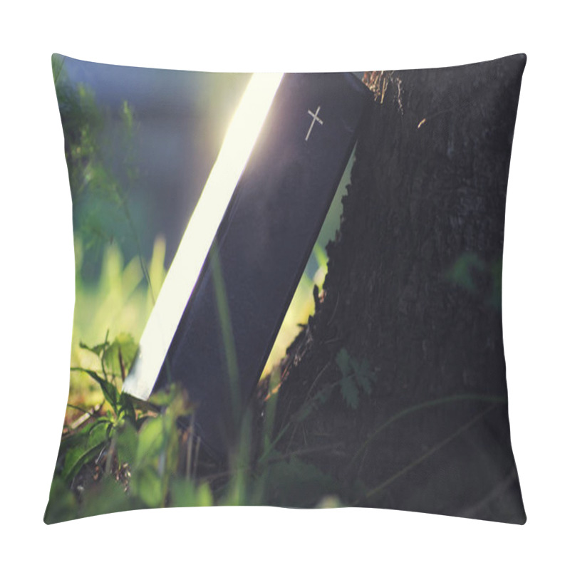 Personality  Book With Cross In Nature Pillow Covers