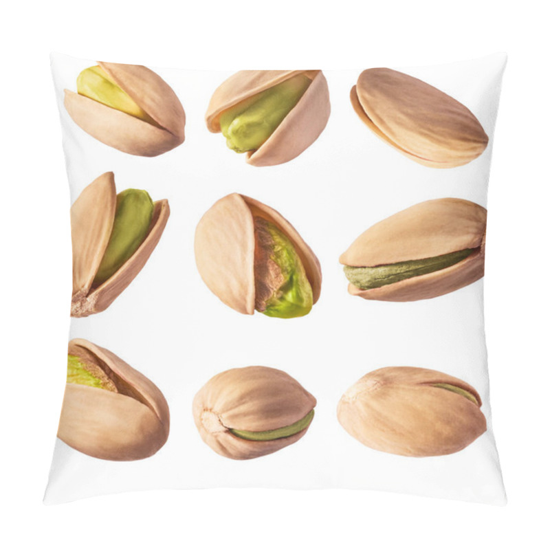 Personality  A Set With Fresh Raw Pistachios Isolated On White Background. Pillow Covers