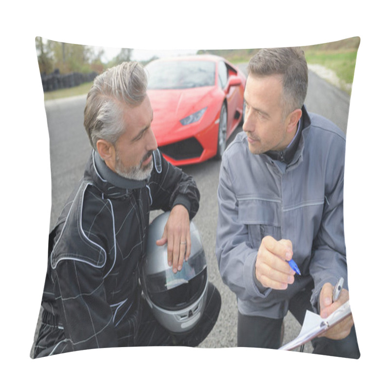 Personality  Racing Driver Talking With Coach Pillow Covers