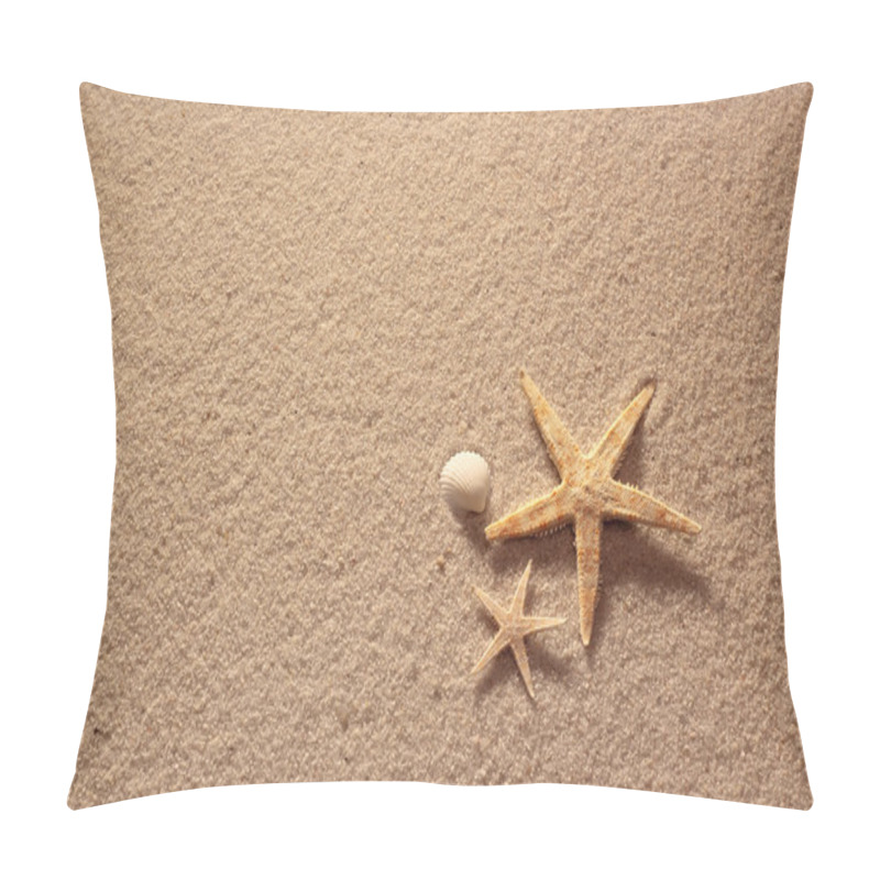 Personality  Background Of Seashells And Starfish On The Beach Sand Pillow Covers