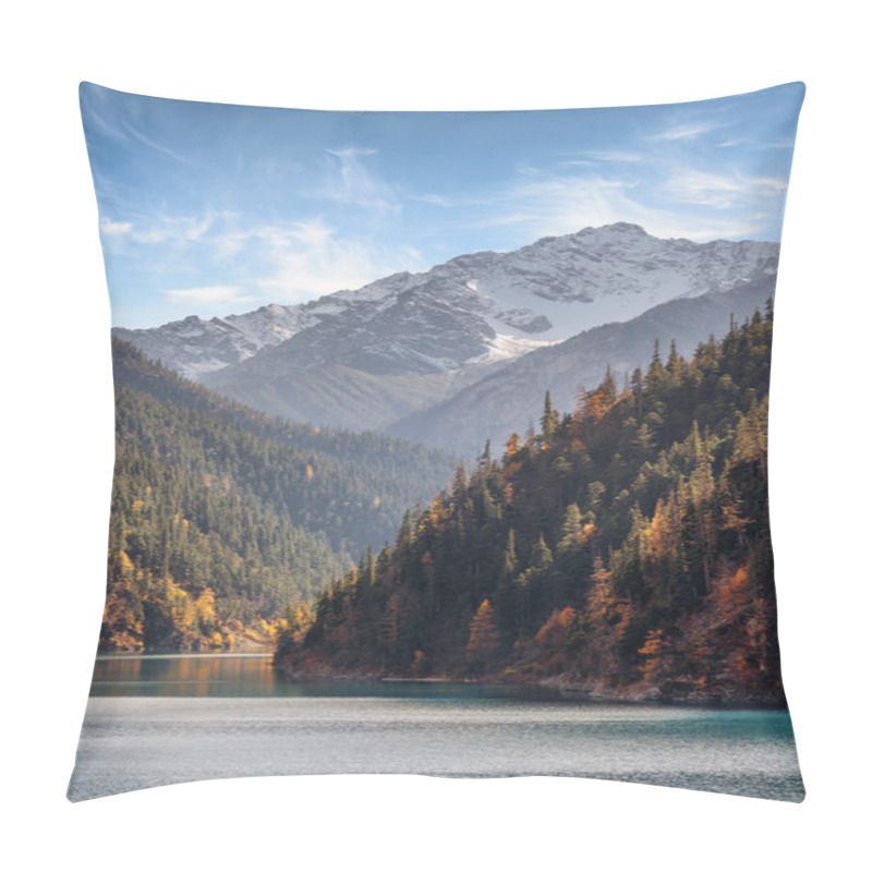 Personality  Amazing View Of Snow-capped Mountains On Blue Sky Background Pillow Covers