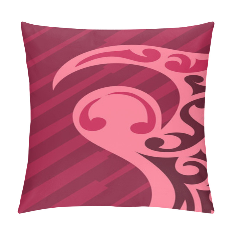 Personality  Abstract Background With Swirl Curly Ornament On Geometric Stripes Texture. Collage Of Stripes Texture With Decorative Curl Curves Shapes Ornament. Pillow Covers