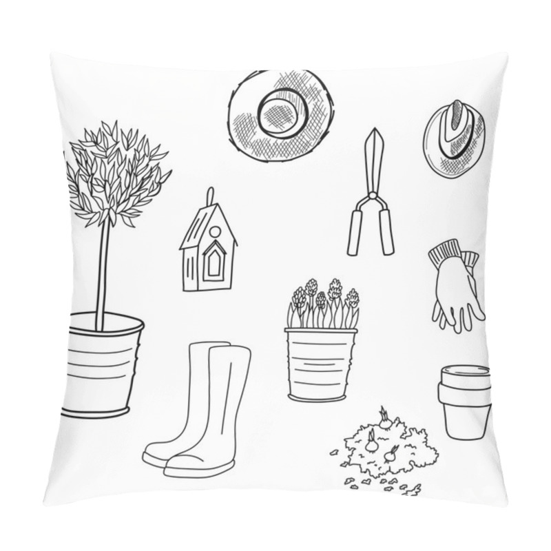 Personality  Hand Drawn Garden Tools Pillow Covers