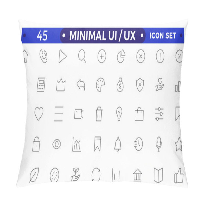 Personality  Best Collection Of Ui Ux Icon Set, User Interface Icon Set Collection.Basic User Interface Essential Set.Line Outline Icons. For App, Web, Print Pillow Covers