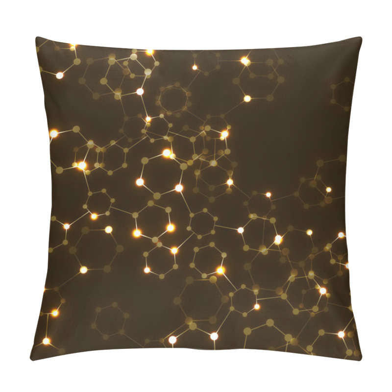 Personality  Abstract Neon Hexagonal Molecules, Molecular Structure Of DNA, Geometric Background Pillow Covers