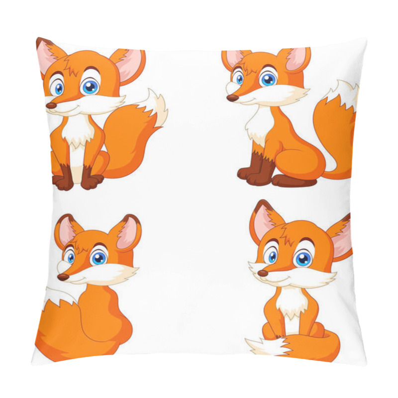 Personality   Vector Illustration Of Cartoon Little Fox Collection Set Pillow Covers