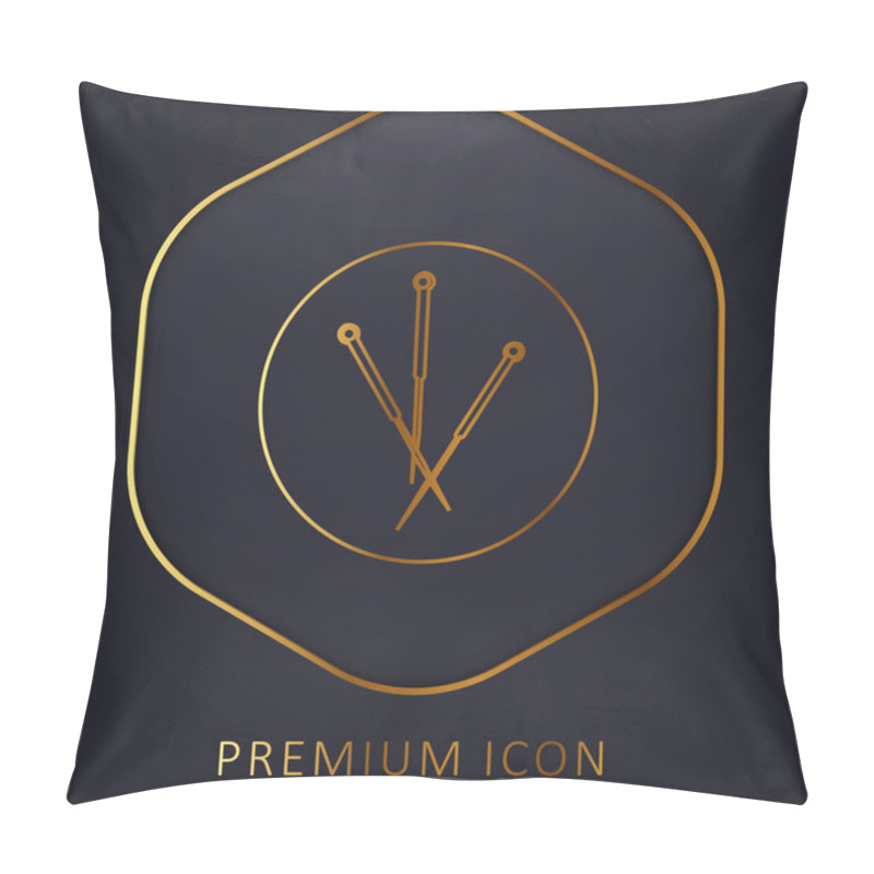 Personality  Acupuncture Needles In A Circle Golden Line Premium Logo Or Icon Pillow Covers