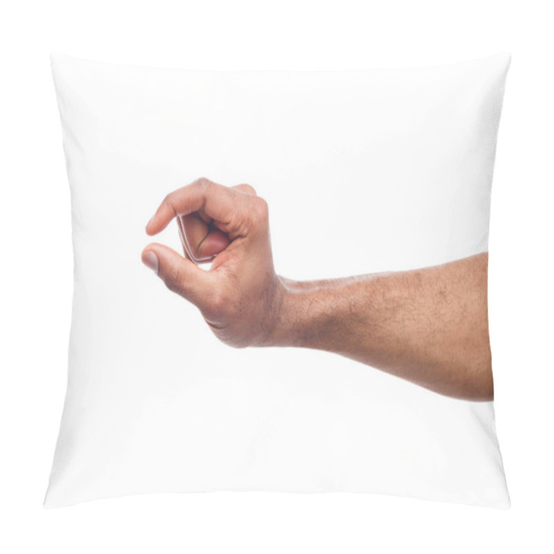 Personality  Male Hand Measuring Something, Cutout, Gesture Pillow Covers