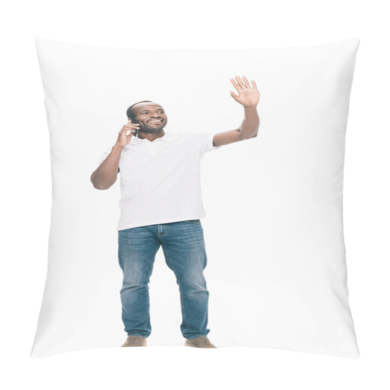 Personality  African American Man Talking On Smartphone  Pillow Covers