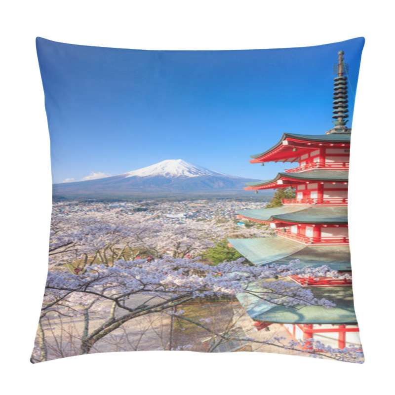 Personality  Mt. Fuji With Chureito Pagoda, Fujiyoshida, Japan  Pillow Covers