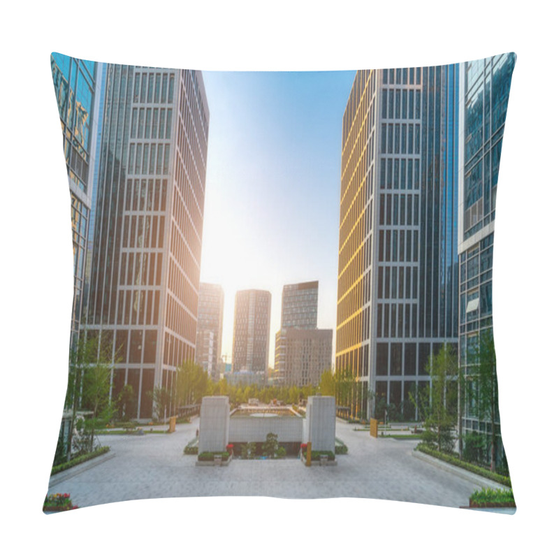 Personality  Modern Architecture Office Building In Jinan Financial District Pillow Covers