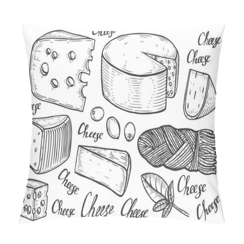 Personality  Cheese Variations Cuisine Sketch. Pillow Covers