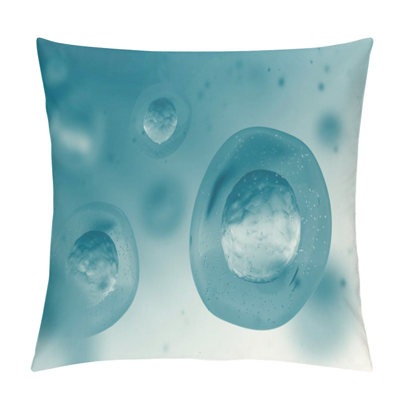 Personality  Macro Of A Gray Cell With A Nucleus. Abstract Blurred Cells Background. Concept Of Medicine, Science, Research And DNA Studies. 3d Rendering Mock Up Pillow Covers