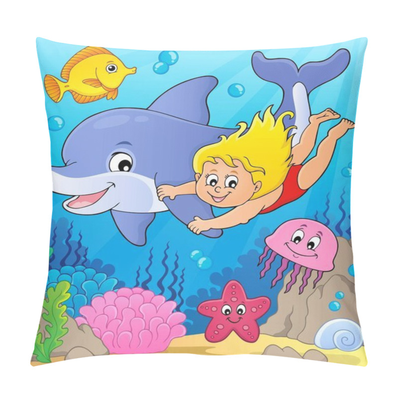 Personality  Girl And Dolphin Image 2 Pillow Covers