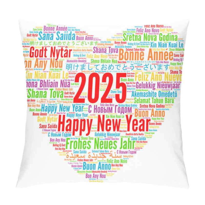 Personality  Happy New Year 2025 Word Cloud In Different Languages Pillow Covers