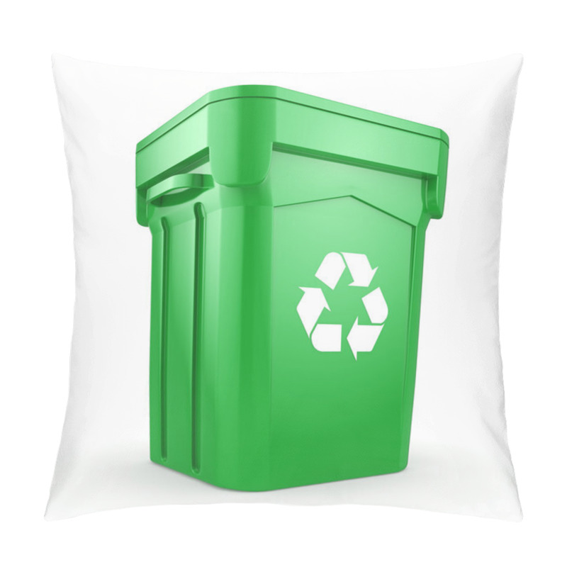 Personality  3D Rendering Green Recycling Bin  Pillow Covers