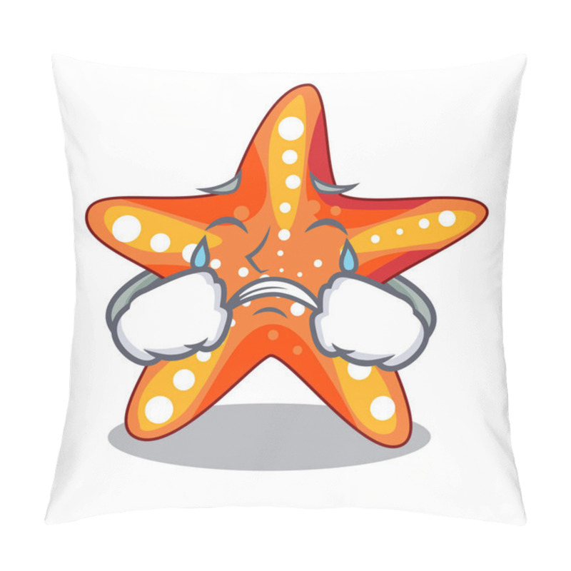 Personality  Crying Starfish Isolated With In The Cartoons Vector Illustration Pillow Covers