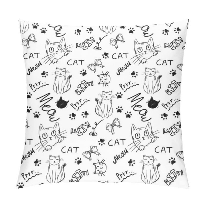 Personality  Cute Cartoon Vector Cat Pet Icons, Seamless Pattern And White Background.wallpaper,textile Pillow Covers