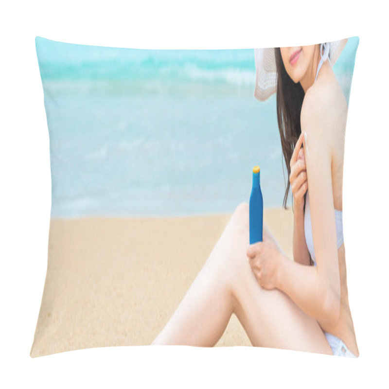 Personality  Closeup Of Elegant Attractive Girl Wearing Bikini Pillow Covers