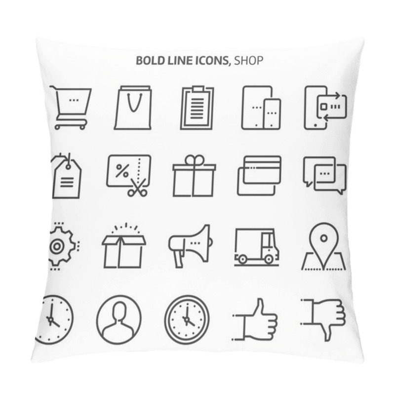 Personality  Shopping, Bold Line Icons. Pillow Covers