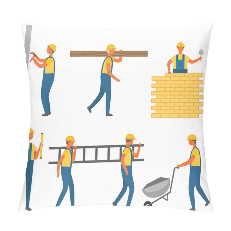 Personality  Builder And Construction Zone, Building Vector Pillow Covers