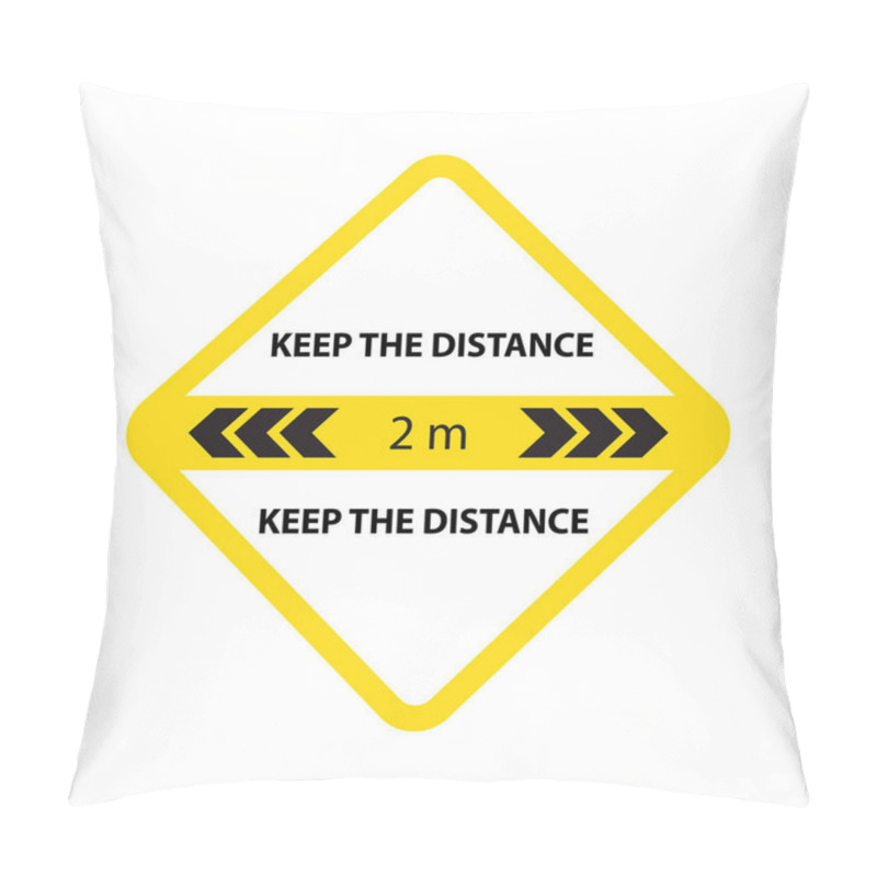 Personality  Keep Your Distance Sign Sticker For Reopening Business. New Normal Social Distancing Due To Covid-19 Coronavirus Outbreak. Health Care And Medical Vector. Pillow Covers