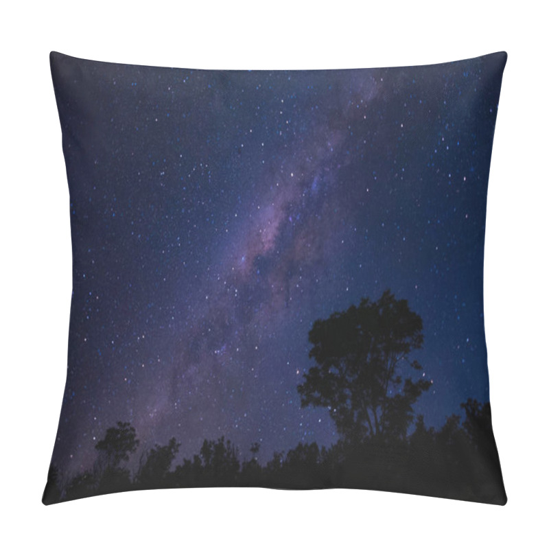 Personality  Side View Of Magical Starry Milky Way, Green Summer Woods. Pillow Covers