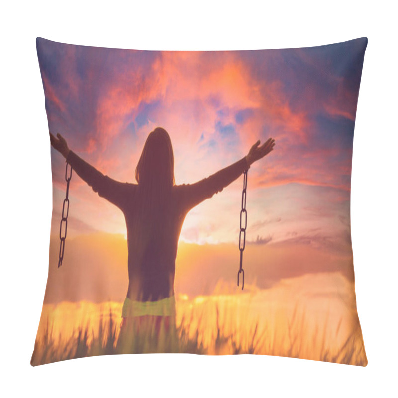 Personality  Woman Feeling Free In A Beautiful Natural Setting. Pillow Covers