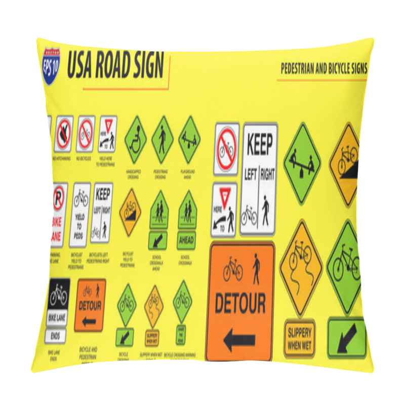 Personality  Set Of USA Road Sign. Pillow Covers