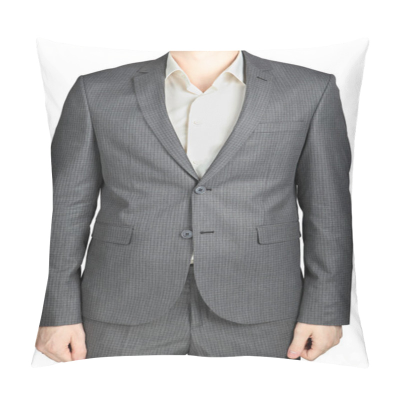 Personality  Dinner Jacket Gray Suit, Small Checkered Pattern, Isolated Over White. Pillow Covers