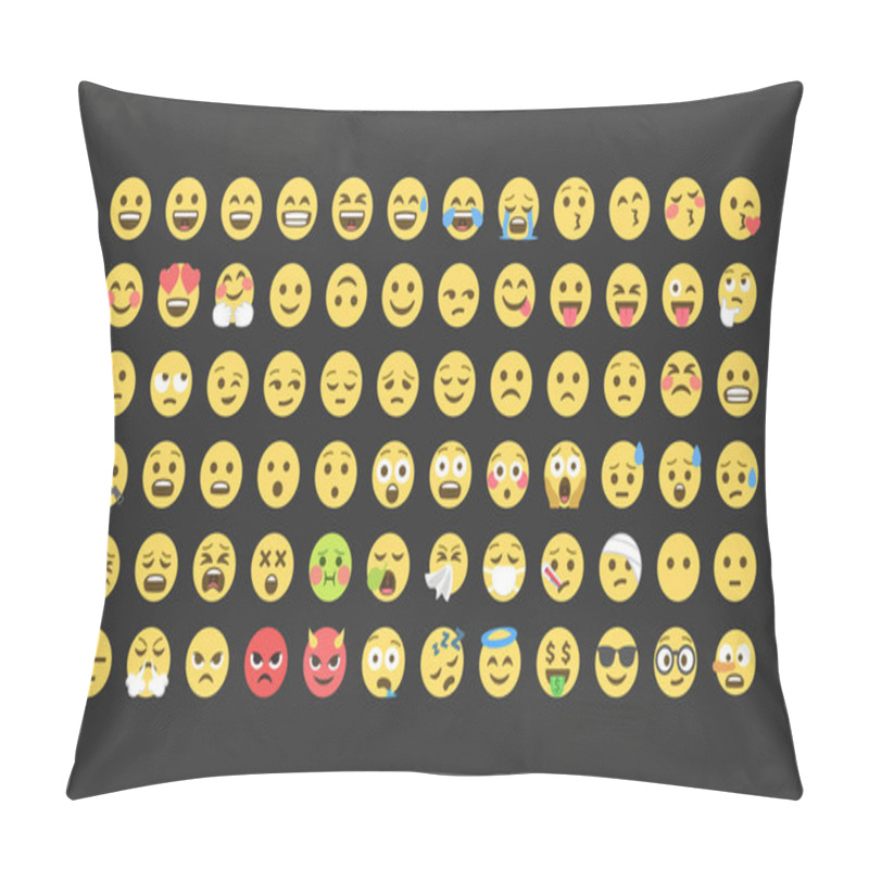 Personality  Emoji Icons And Symbols Set. Happy Kind And Evil Faces. Vector EPS 10 Pillow Covers