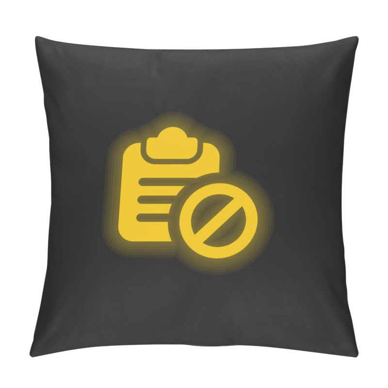 Personality  Banned Yellow Glowing Neon Icon Pillow Covers