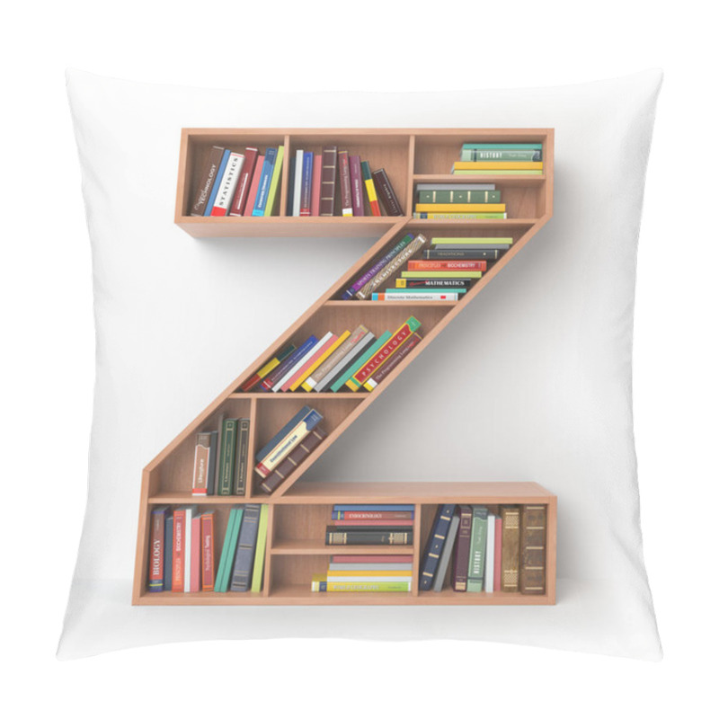 Personality  Letter Z. Alphabet In The Form Of Shelves With Books Isolated On Pillow Covers