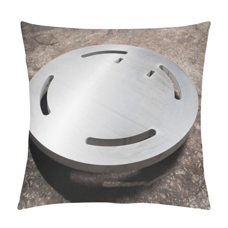 Personality  Futuristic Stainless Steel Metal, Laser Cutout On A Rustic Background Pillow Covers