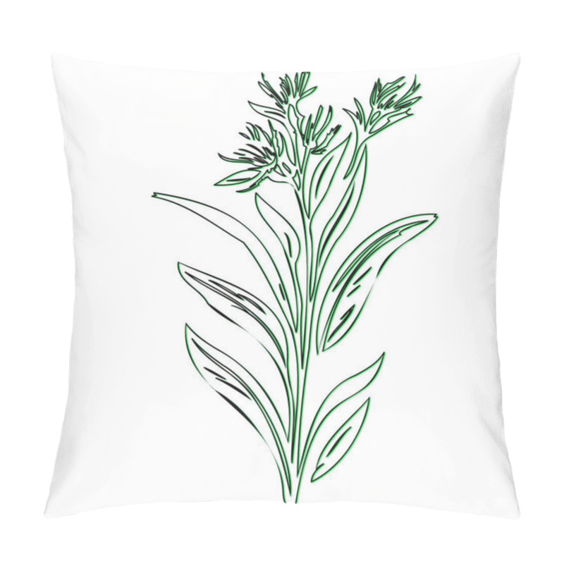 Personality  Hand Drawn Sketch Of A Single Green Flower Pillow Covers