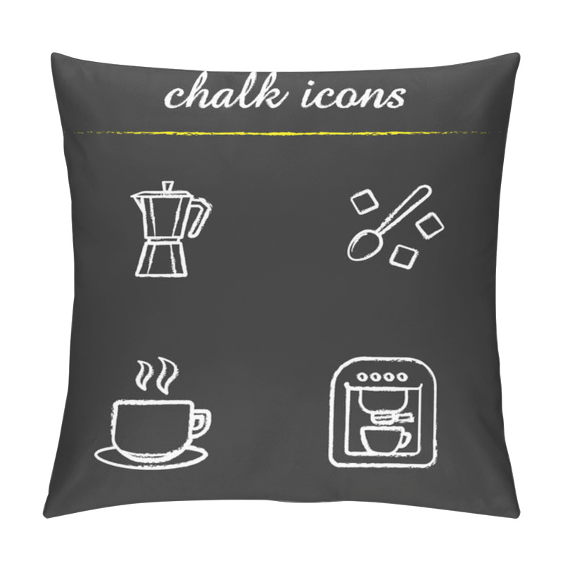 Personality  Coffee Chalk Icons Set Pillow Covers