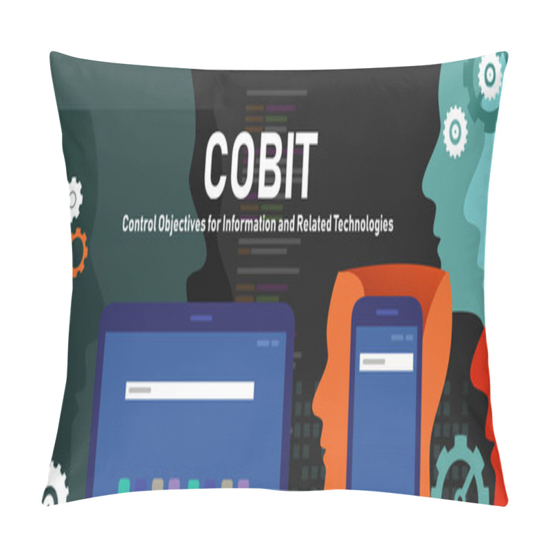 Personality  COBIT, Control Objectives For Information And Related Technologies. Concept With Keywords, Letters And Icons Vector Illustration. Pillow Covers