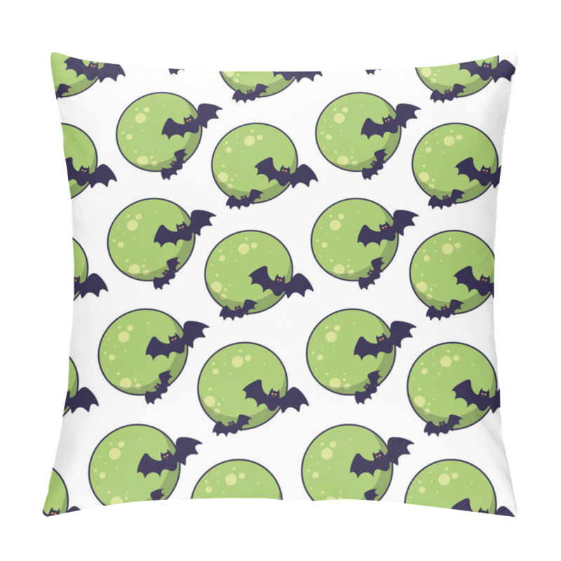 Personality  Halloween Pattern Of Bats Flying Around Green Full Moons, Spooky Design Vector Illustration Pillow Covers