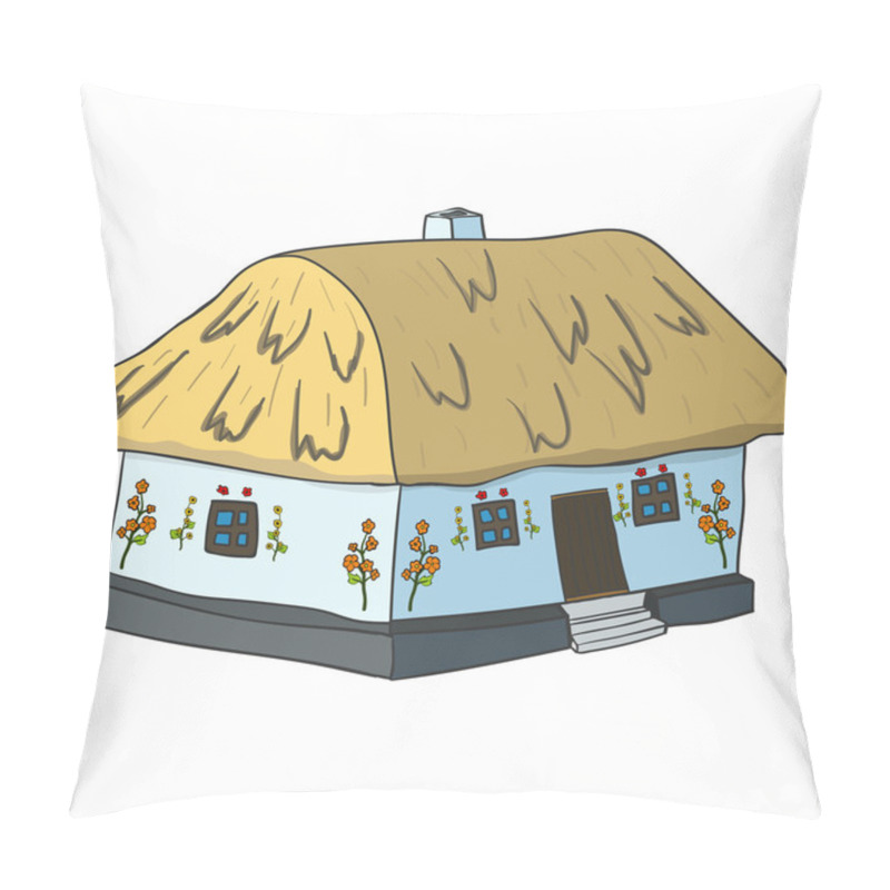 Personality  Vector Illustration Of Ukrainian Hut Image. Pillow Covers