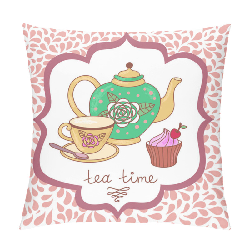 Personality  Cute Tea Time Card Pillow Covers